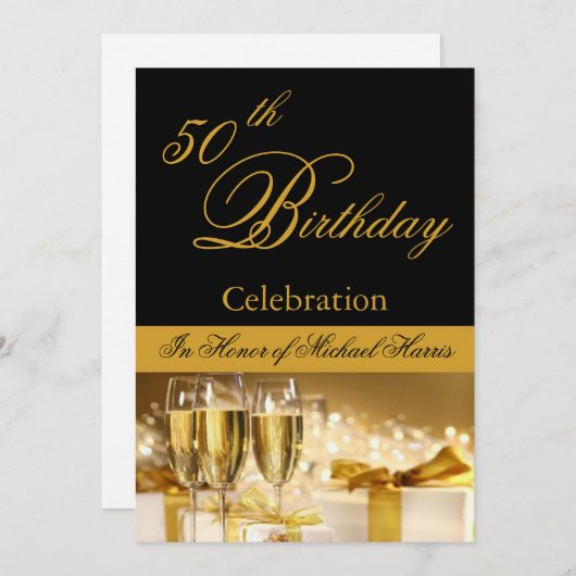 50~59歳の誕生日パーティーのパーソナライズされた招待状 招待状 (正面/裏面)