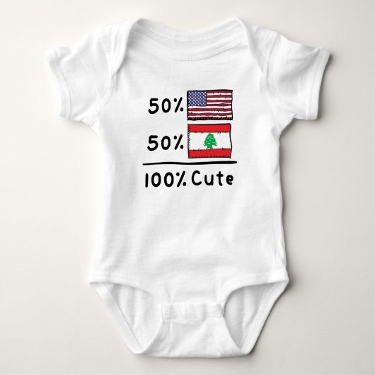 50% American 50% Lebanon 100% Cute Lebanon USA Fl ベビーボディスーツ (正面)