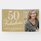 50 and Fabulous モダン Golden 50誕生日写真 横断幕 (横)