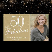 50 and Fabulous モダン Golden 50誕生日写真 横断幕