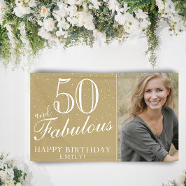 50 and Fabulous モダン Golden 50誕生日写真 横断幕