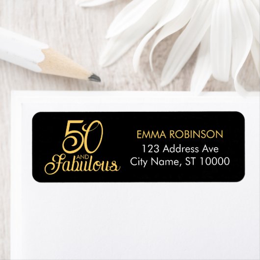 "50 and Fabulous" 50歳の誕生日パーティーの住所 ラベル (インサイチュ)