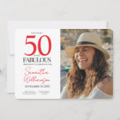 50 and Fabulous | 50th Birthday Elegant Photo 招待状 (正面)