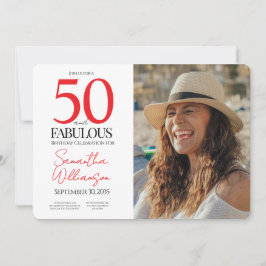 50 and Fabulous | 50th Birthday Elegant Photo 招待状