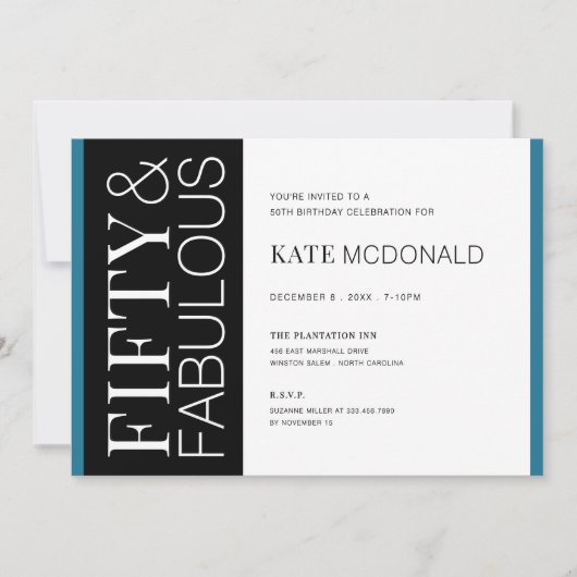 50 and Fabulous 50th Birthday Invitation 招待状 (正面)