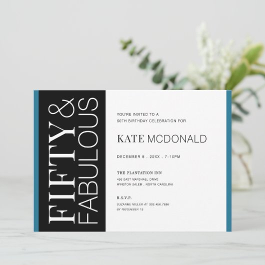 50 and Fabulous 50th Birthday Invitation 招待状 (スタンド正面)