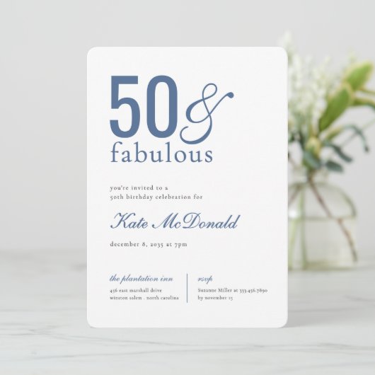 50 and Fabulous 50th Birthday Invitation 招待状 (スタンド正面)