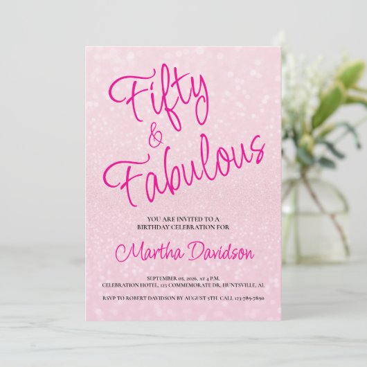 50 and Fabulous | 50th Birthday Invitation 招待状 (スタンド正面)