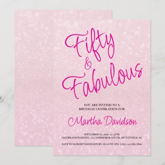 50 and Fabulous | 50th Birthday Invitation 招待状 (正面/裏面)