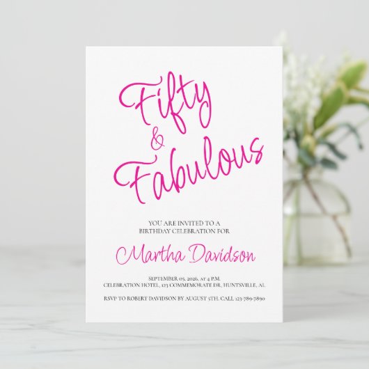 50 and Fabulous | 50th Birthday Invitation 招待状 (スタンド正面)