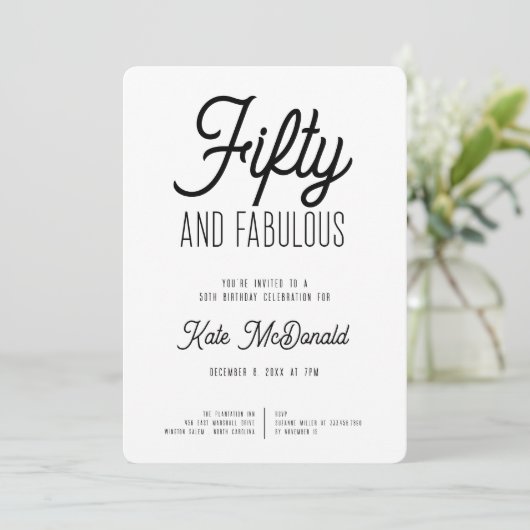 50 and Fabulous 50th Birthday Invitation 招待状 (スタンド正面)