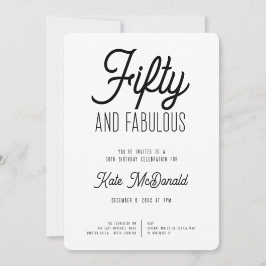 50 and Fabulous 50th Birthday Invitation 招待状 (正面)