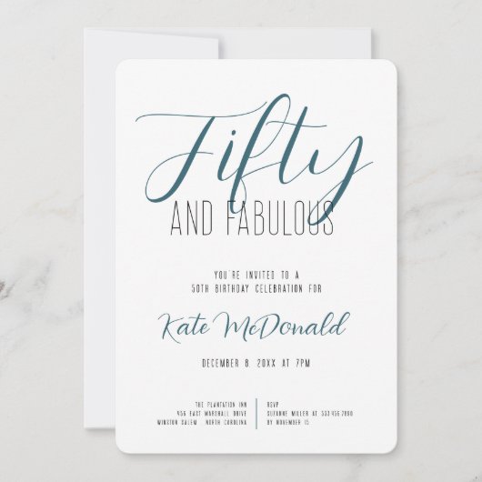 50 and Fabulous 50th Birthday Invitation 招待状 (正面)