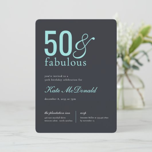 50 and Fabulous 50th Birthday Invitation 招待状 (スタンド正面)