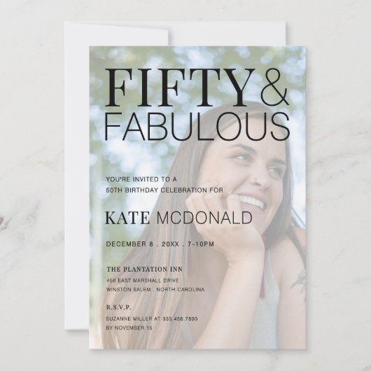 50 and Fabulous 50th Birthday Invitation 招待状 (正面)
