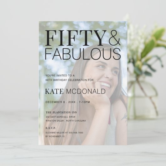 50 and Fabulous 50th Birthday Invitation 招待状 (スタンド正面)