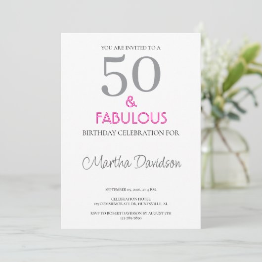 50 and Fabulous | 50th Birthday Invitation 招待状 (スタンド正面)