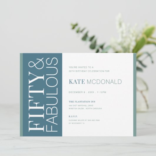 50 and Fabulous 50th Birthday Invitation 招待状 (スタンド正面)
