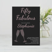 50 and Fabulous | 50th Birthday Party Black Pink 招待状 (スタンド正面)