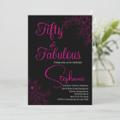50 and Fabulous | 50th Birthday Party Black Pink 招待状 (スタンド正面)