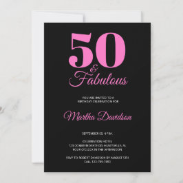 50 and Fabulous 50th Birthday Party invitation 招待状