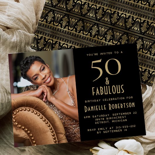 50 and Fabulous | 50th Birthday Party Invitation 招待状