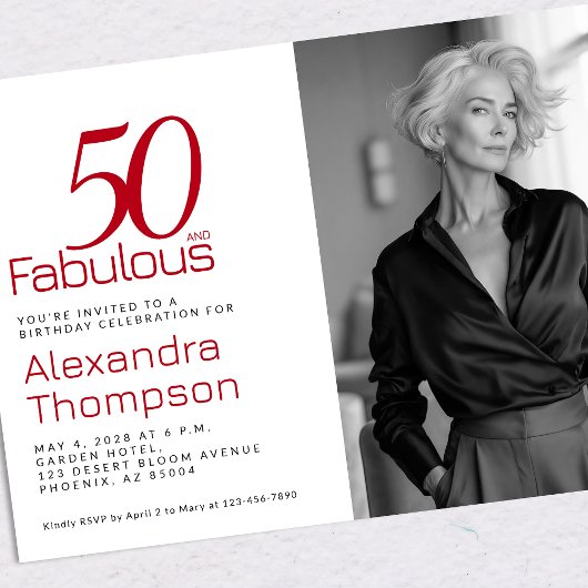 50 and Fabulous | 50th Birthday Party Invitation 招待状