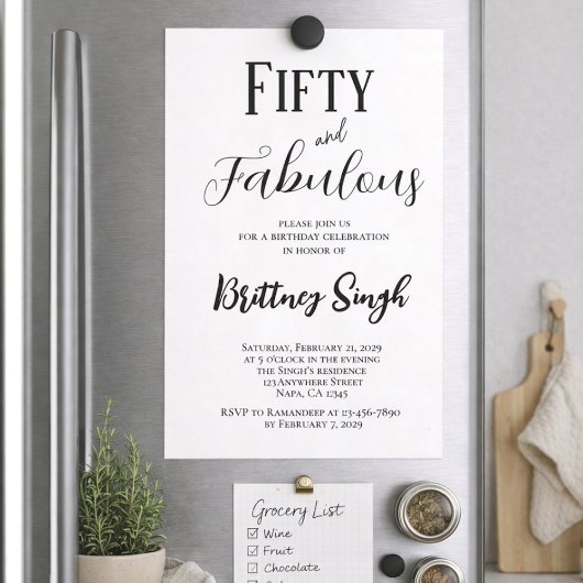 50 and Fabulous | 50th Birthday Party Invitation 招待状