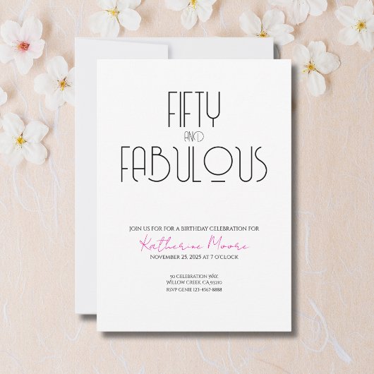 50 and Fabulous | 50th Birthday Party Invitation 招待状