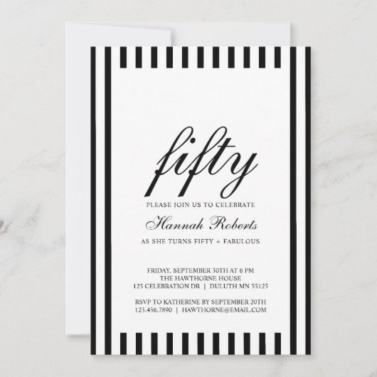 50 and Fabulous | 50th Birthday Party Invitation 招待状 (正面)