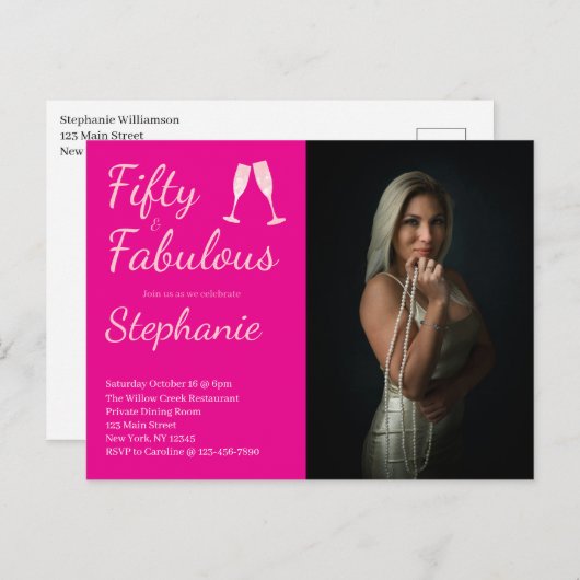 50 and Fabulous | 50th Birthday Party Photo ポストカード (正面/裏面)