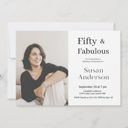 50 and Fabulous 50th Birthday Party Photo 招待状 (正面)