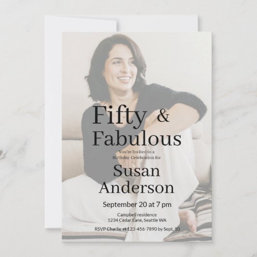 50 and Fabulous 50th Birthday Party Photo 招待状 (正面)