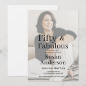 50 and Fabulous 50th Birthday Party Photo 招待状 (正面/裏面)