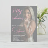 50 and Fabulous | 50th Birthday Party Pink 招待状 (スタンド正面)