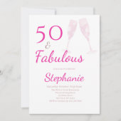 50 and Fabulous | 50th Birthday Party Pink 招待状 (正面)