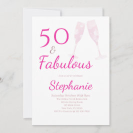 50 and Fabulous | 50th Birthday Party Pink 招待状