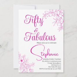 50 and Fabulous | 50th Birthday Party Pink 招待状
