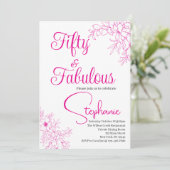 50 and Fabulous | 50th Birthday Party Pink 招待状 (スタンド正面)