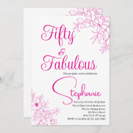 50 and Fabulous | 50th Birthday Party Pink 招待状