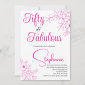 50 and Fabulous | 50th Birthday Party Pink 招待状 (正面)