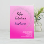50 and Fabulous | 50th Birthday Party Pink 招待状 (スタンド正面)