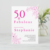 50 and Fabulous | 50th Birthday Party Pink 招待状 (スタンド正面)