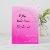 50 and Fabulous | 50th Birthday Party Pink 招待状 (スタンド正面)