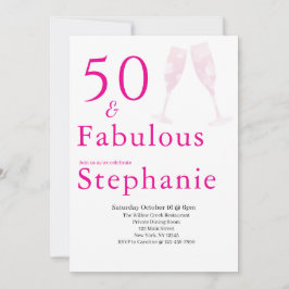 50 and Fabulous | 50th Birthday Party Pink 招待状