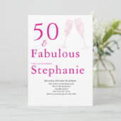 50 and Fabulous | 50th Birthday Party Pink 招待状 (スタンド正面)