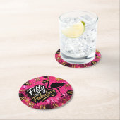 50 and fabulous, 50th birthday pink flamingo ラウンドペーパーコースター (インサイチュ)