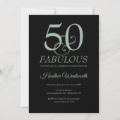50 and Fabulous 50th Birthday Sage Black 招待状 (正面)