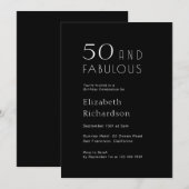 50 and Fabulous 50th Black Birthday Party 招待状 (正面/裏面)