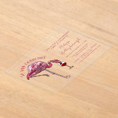 50 and Fabulous 50th Flamingo Birthday Party アクリル招待状 (レイダウン)